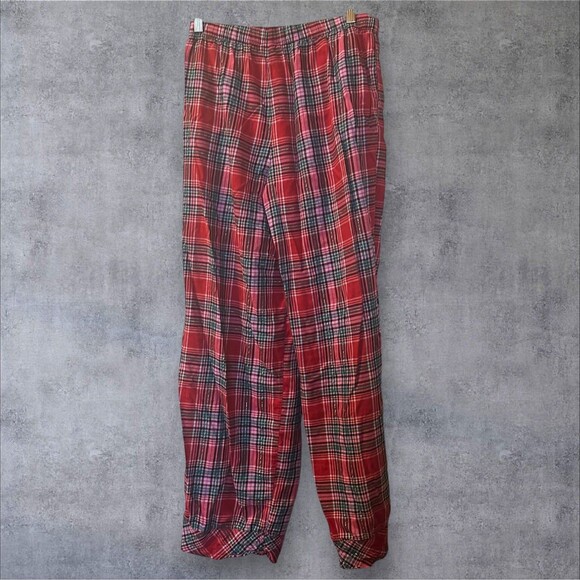 Victorias Secret Pajama Pants Drawstring Waist Red Plaid Womens Medium Holiday - Picture 2 of 5